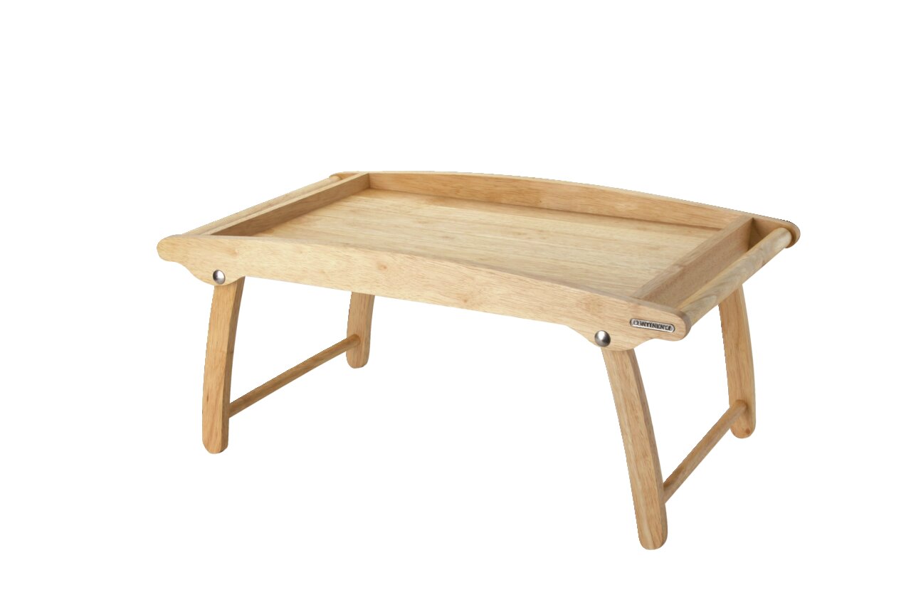 Holz-Betttablett mit klappbaren Beinen, seitliche Perspektive