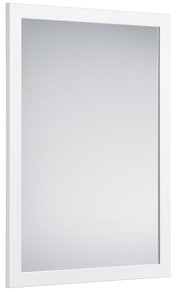 Rechteckiger Spiegel mit weißem Rahmen, seitliche Perspektive
