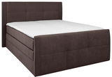 Boxspringbett 140 in braunem Stoffbezug, seitliche Perspektive