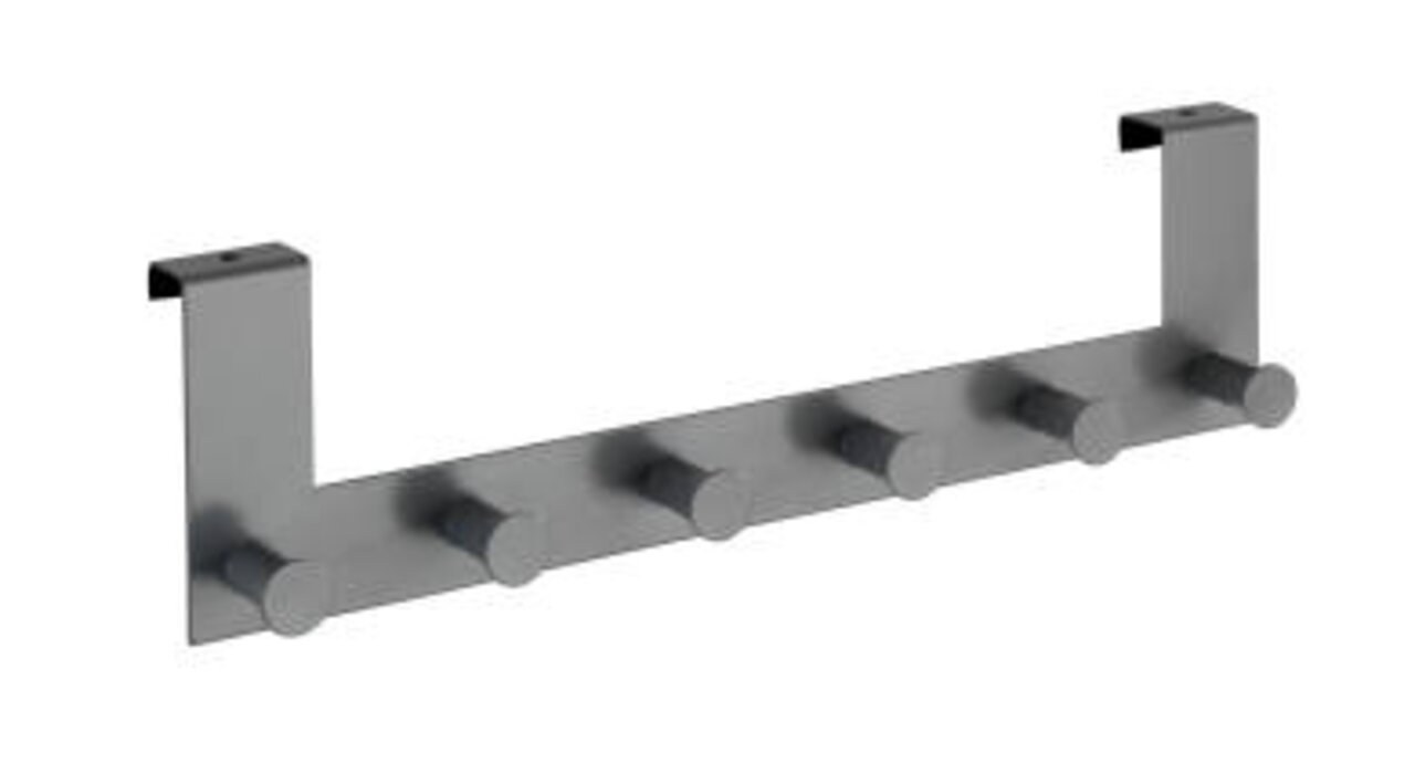 Türgarderobe Celano aus Metall mit fünf Haken, seitliche Perspektive