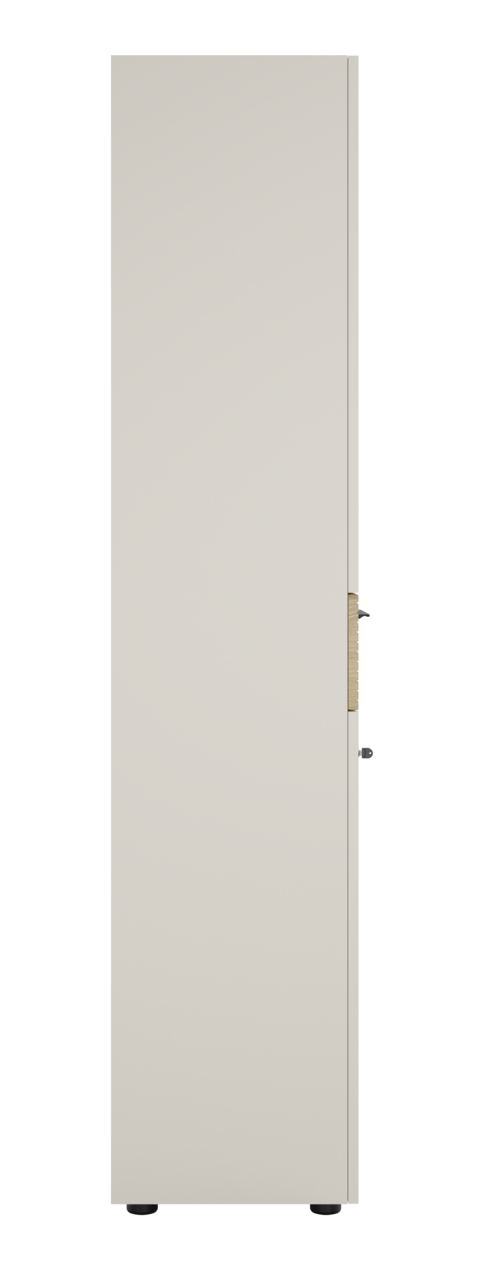 Seitenansicht eines Aktenschranks mit Schloss auf der linken Seite.