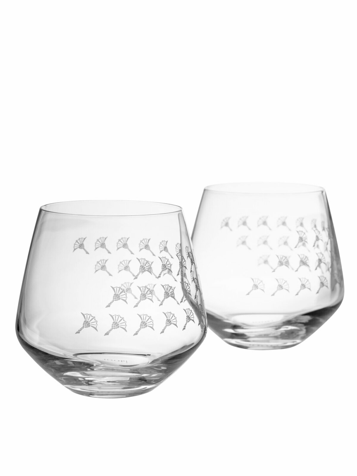 JOOP! Wasserglas 2er-Set DINING GLAMOUR Zwei Wassergläser mit feinem Muster, seitliche Perspektive