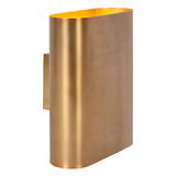 Goldene Wandleuchte in ovaler Form, seitliche Perspektive