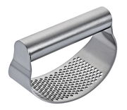 Knoblauchpresse SWING aus Edelstahl, seitliche Perspektive