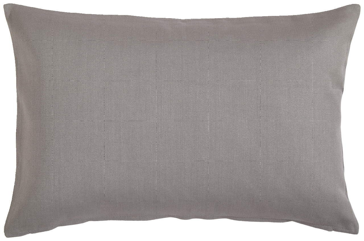 Graue Outdoor-Kissenhülle in rechteckiger Form, frontal fotografiert.