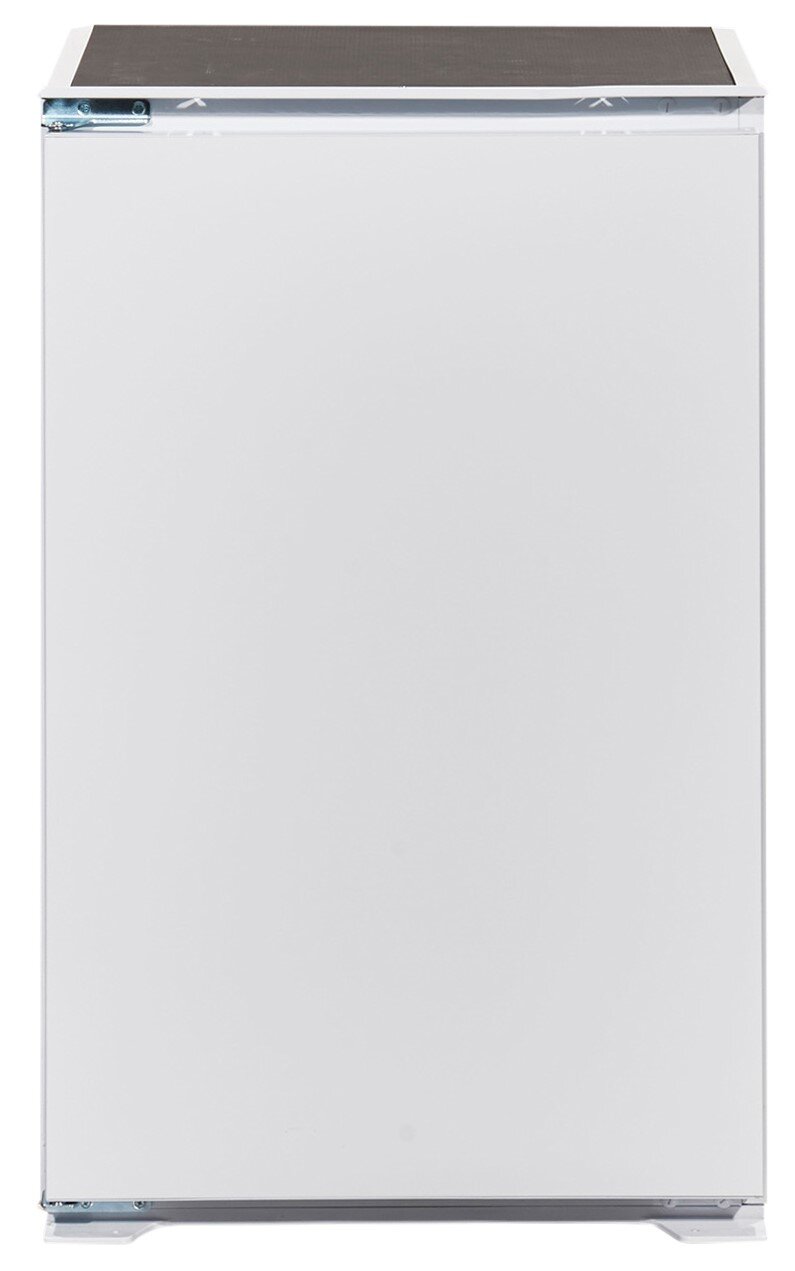 Frontansicht eines weißen Küchenschranks ohne Griffe, Teil des Küchenblocks 310.