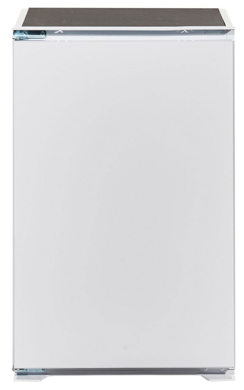 Frontansicht eines weißen Küchenschranks ohne Griffe, Teil des Küchenblocks 310.