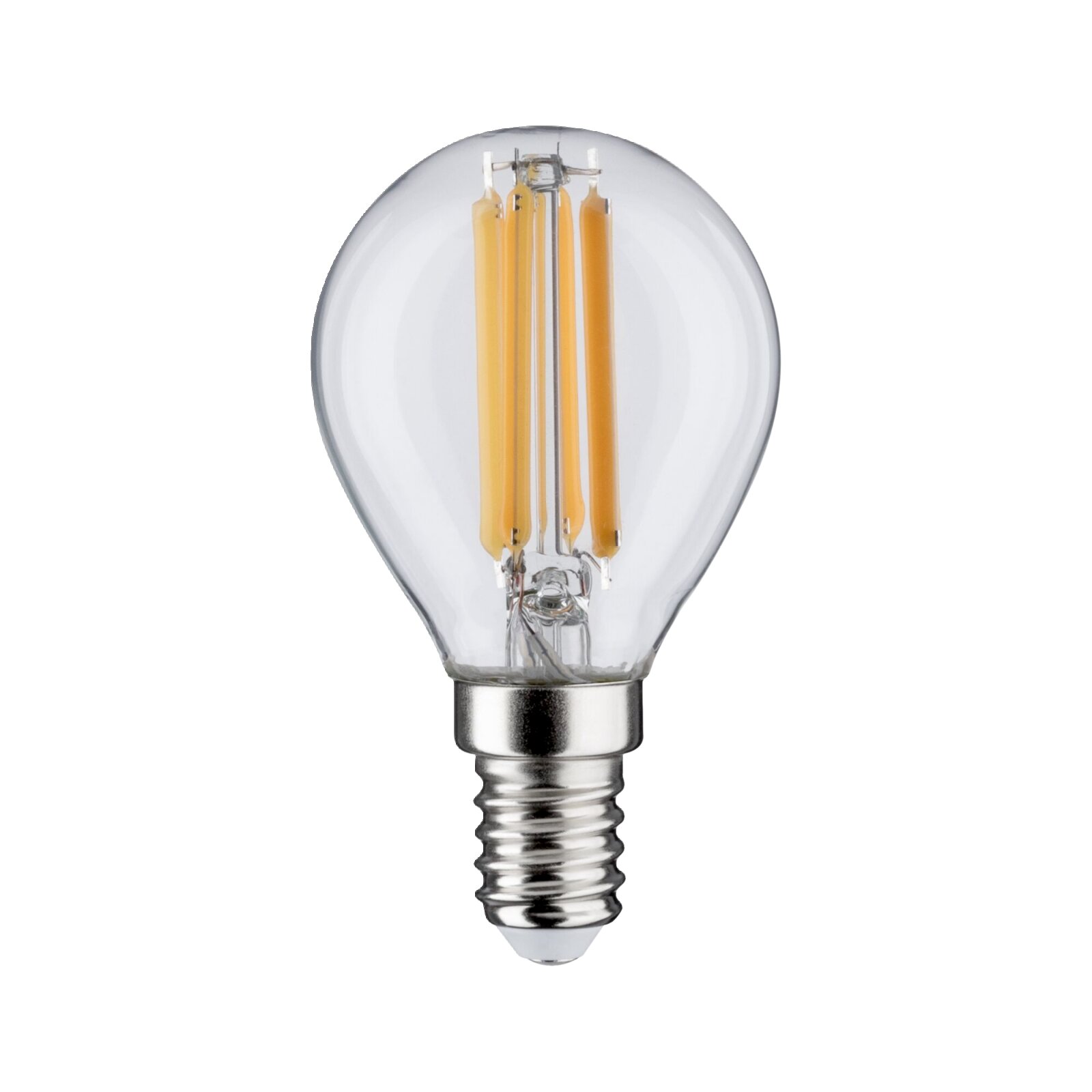 LED Leuchtmittel mit E14-Sockel, frontal fotografiert