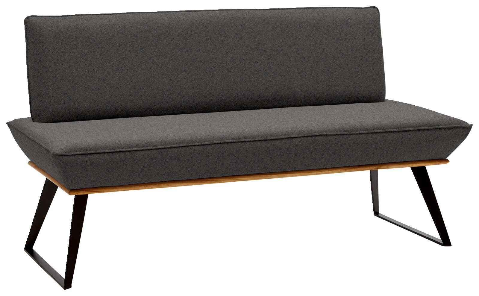 Voleo Bank MALIBU Grijze bank met zwart metalen frame, zijaanzicht