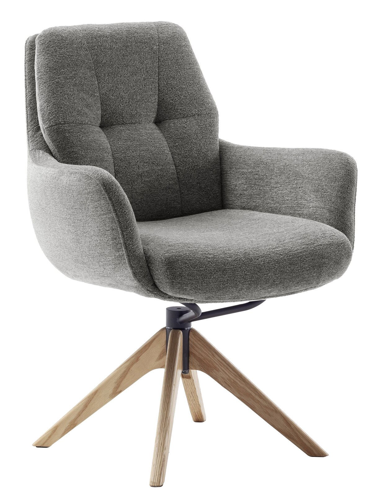 Zurbrüggen Armlehnstuhl ASSENTO Grauer Armlehnstuhl mit Holzbeinen, seitliche Perspektive