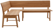 Eckbank aus Holz in L-Form, seitliche Perspektive