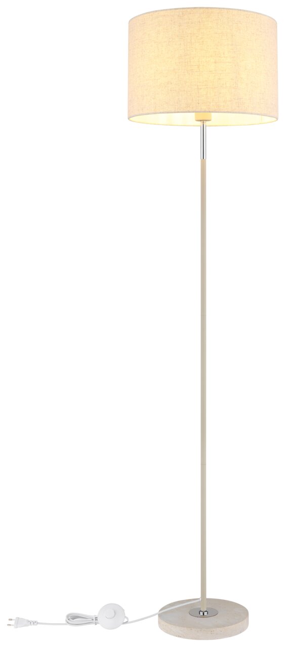 Globo Lighting Stehleuchte DELEON Stehleuchte mit rundem Stoffschirm und schlankem Ständer, seitliche Perspektive