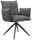 Novel Armlehnstuhl COCO Grauer Armlehnstuhl mit gepolstertem Sitz und Rückenlehne, auf schwarzem Metallgestell, seitliche Perspektive
