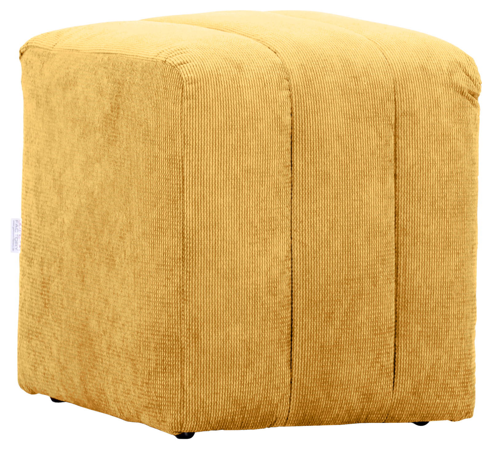 Novel Hocker LAILA Gelber Hocker aus Cordstoff, seitliche Perspektive