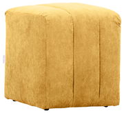 Gelber Hocker aus Cordstoff, seitliche Perspektive