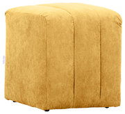 Gelber Hocker aus Cordstoff, seitliche Perspektive