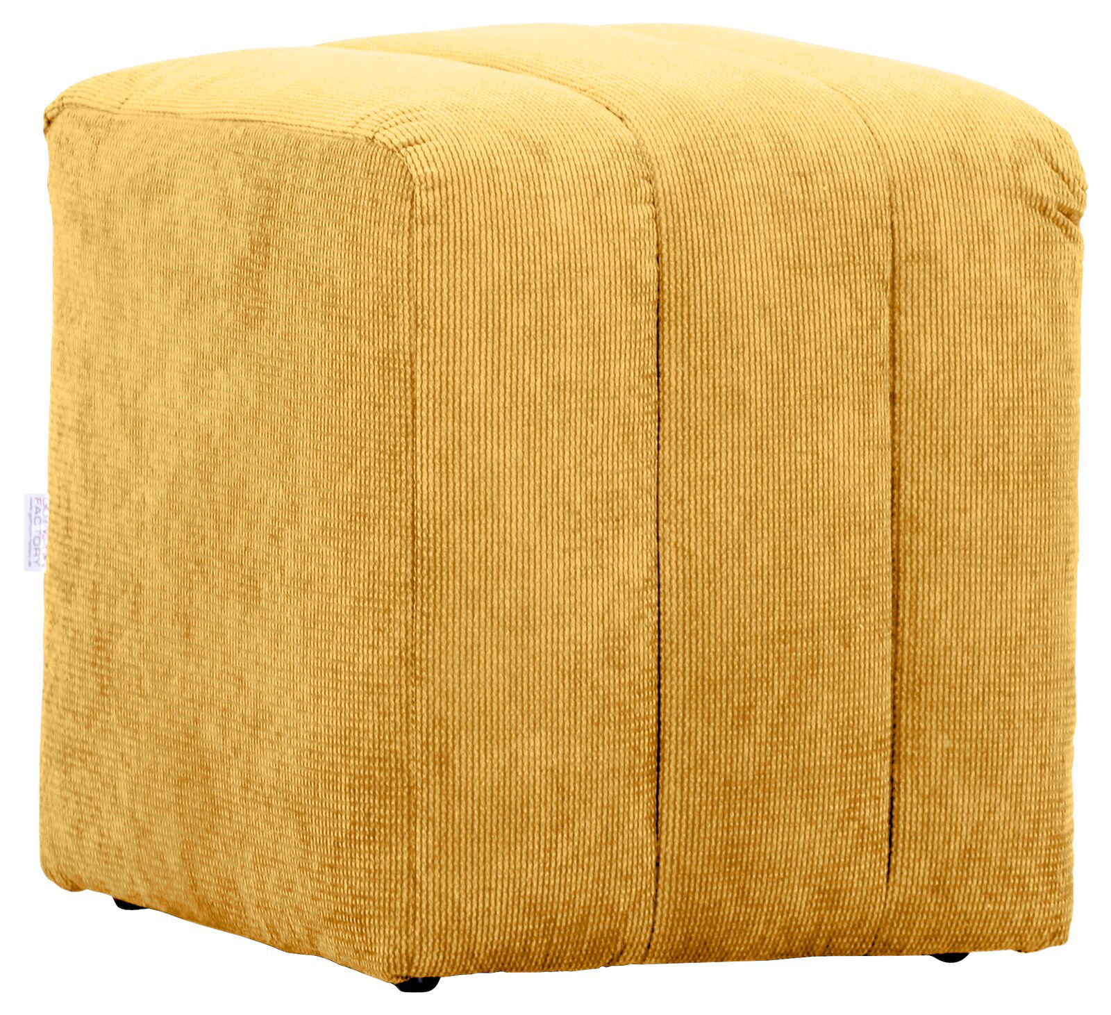 Novel Hocker LAILA Gelber Hocker aus Cordstoff, seitliche Perspektive