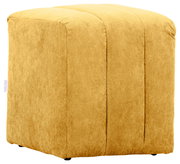 Gelber Hocker aus Cordstoff, seitliche Perspektive