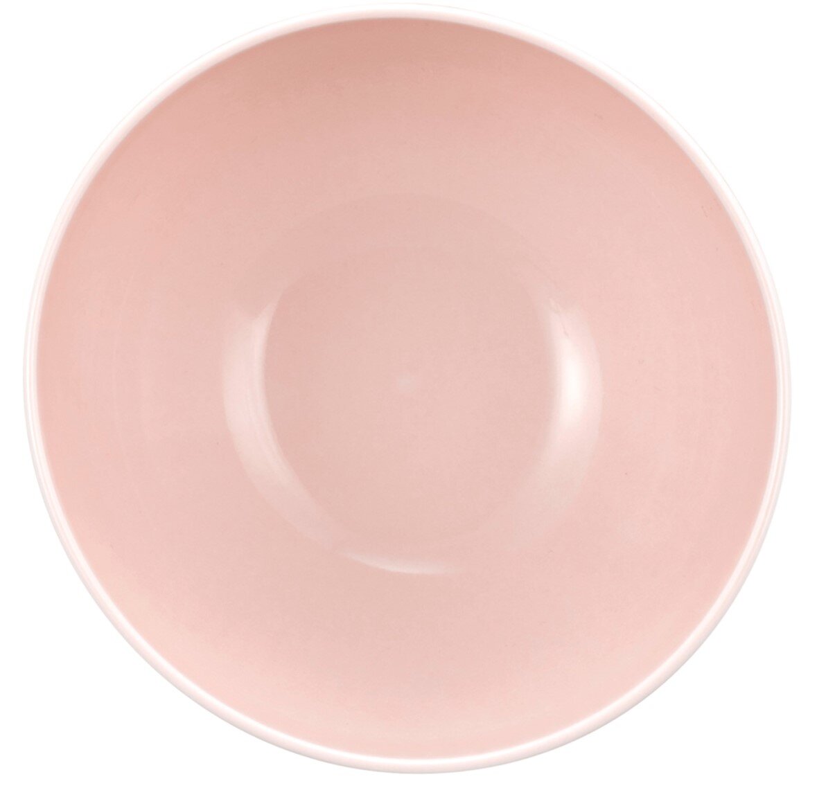 Roze café au lait-kom, diameter 13 cm, gezien van bovenaf