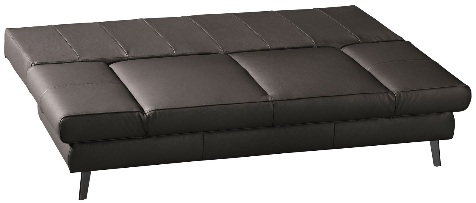 Querschläfer-Sofa in dunklem Leder, seitliche Perspektive