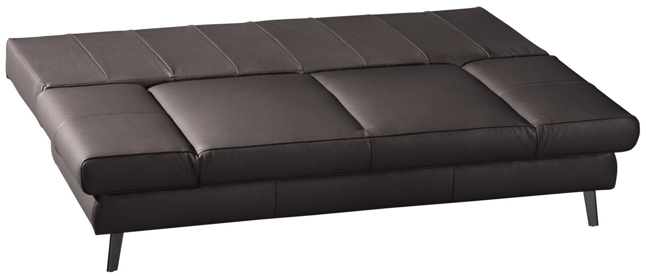 Querschläfer-Sofa in dunklem Leder, seitliche Perspektive