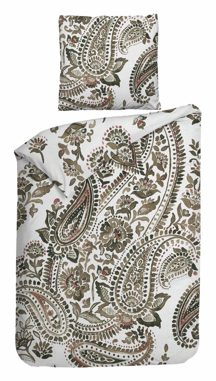 Bettwäsche-Set mit Paisley-Muster in Erdtönen, Draufsicht