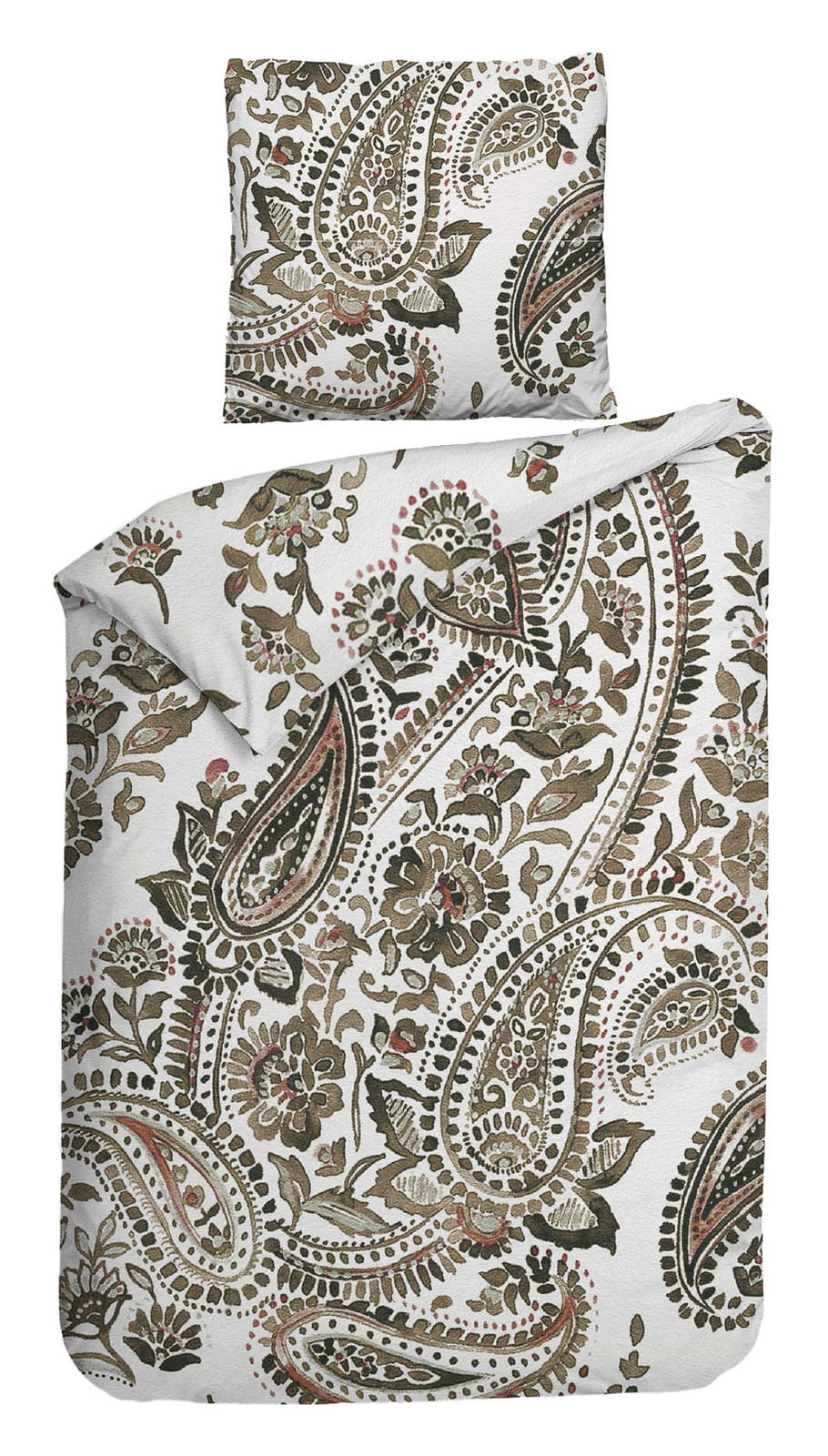 Bettwäsche-Set mit Paisley-Muster in Erdtönen, Draufsicht