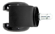 Schwarzes Rollenset mit Metallstift, seitliche Perspektive