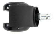 Schwarzes Rollenset mit Metallstift, seitliche Perspektive