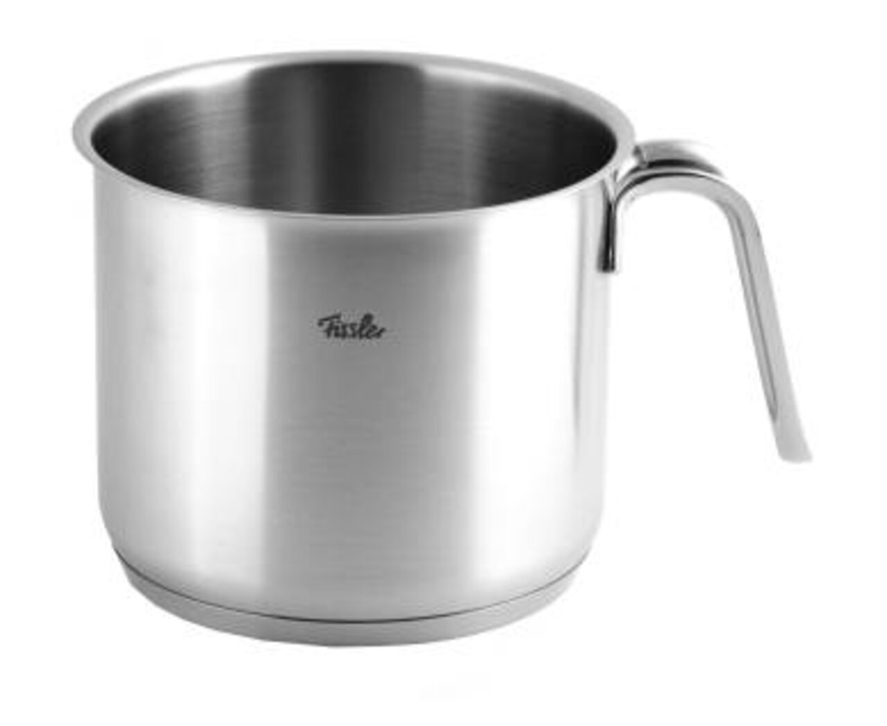 Milchtopf Sveto 14cm aus Edelstahl mit Griff, seitliche Perspektive