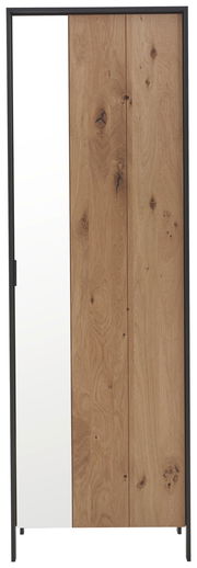 Garderobenschrank mit Spiegel, Frontansicht, Holzoptik mit schwarzem Rahmen