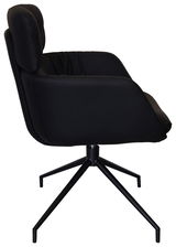 Schwarzer Armlehnstuhl mit modernem Design, seitliche Perspektive