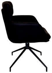 Schwarzer Armlehnstuhl mit modernem Design, seitliche Perspektive