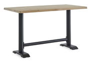 Moderner Tresentisch mit Holzplatte und schwarzen Metallbeinen, seitliche Perspektive