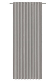 Grauer Fertigvorhang in Frontalansicht mit gleichmäßigen Falten