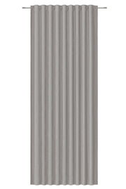 Grauer Fertigvorhang in Frontalansicht mit gleichmäßigen Falten