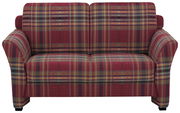 Zweisitzer-Sofa mit rot-kariertem Muster, Frontalansicht