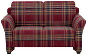 Zweisitzer-Sofa mit rot-kariertem Muster, Frontalansicht