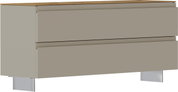 Garderobenbank in Beige mit zwei Schubladen, seitliche Perspektive