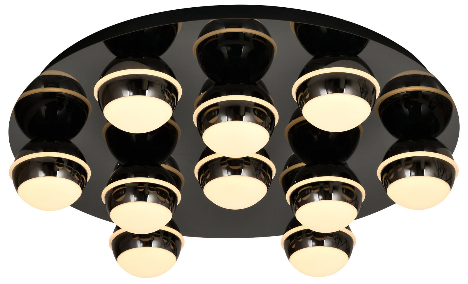 Moderne LED-Deckenleuchte mit neun kugelförmigen Leuchten, Ansicht von unten