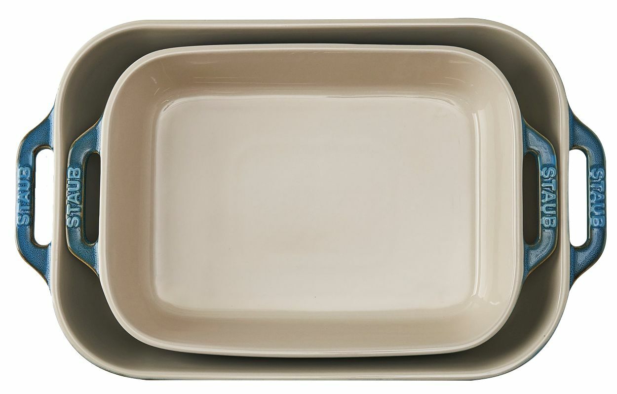 Zweiteiliges Auflaufformenset in Türkis, Draufsicht