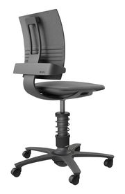 Moderner grauer Drehstuhl mit ergonomischem Design, seitliche Perspektive