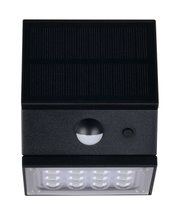 LED-buitenwandlamp op zonne-energie met zonnepaneel en bewegingsmelder, vooraanzicht