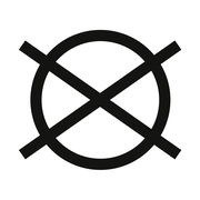 Symbol für nicht chemisch reinigen, schwarze Linien auf weißem Hintergrund, Draufsicht