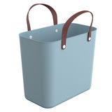 Türkise Multibag Style 25l mit braunen Griffen, seitliche Perspektive