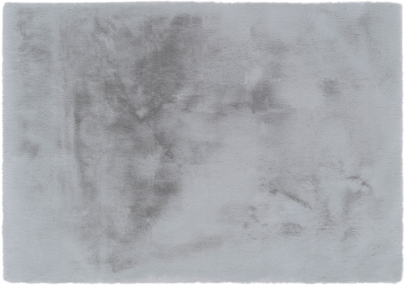 Grauer Fellteppich in Draufsicht