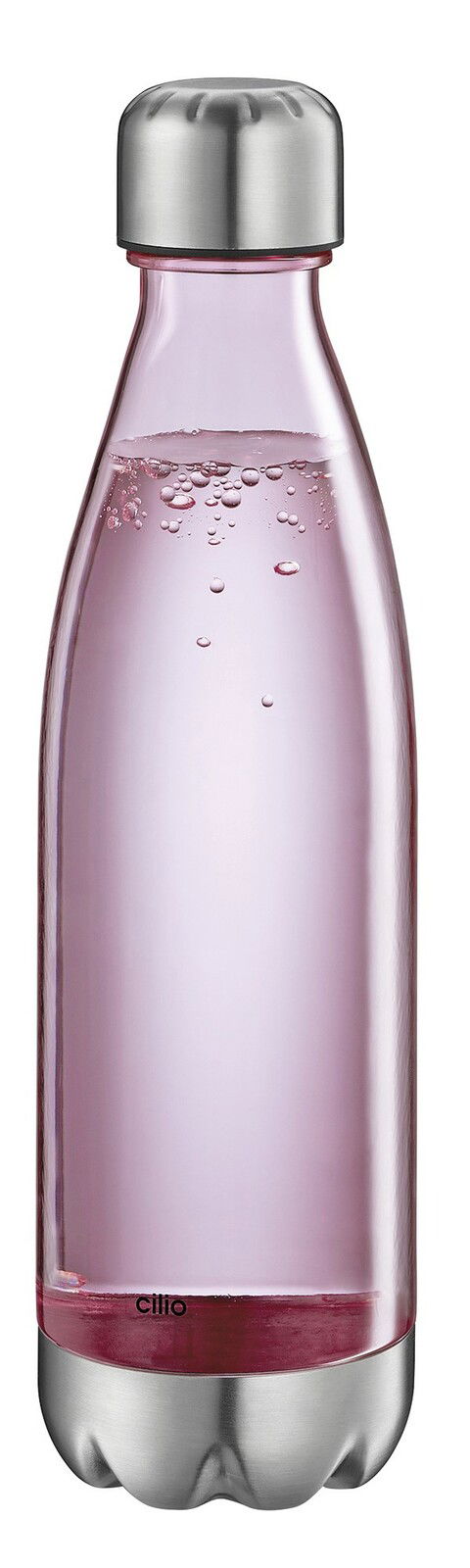 Trinkflasche ELEGANTE 700 ml in Rosa mit Edelstahlverschluss, seitliche Ansicht