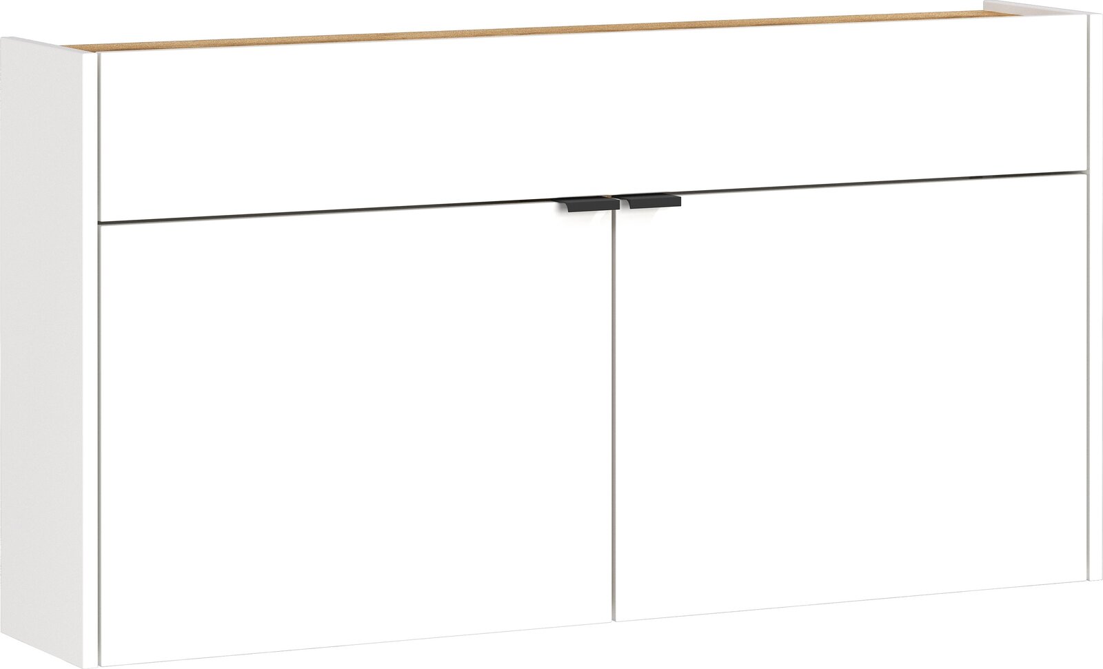 MID.YOU Hängeschuhschrank breit AMECA Moderner, weißer Hängeschuhschrank mit zwei Türen und Holzoberfläche, Frontalansicht