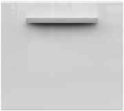 Frontansicht einer modernen, weißen Schublade mit einem schlichten Griff.