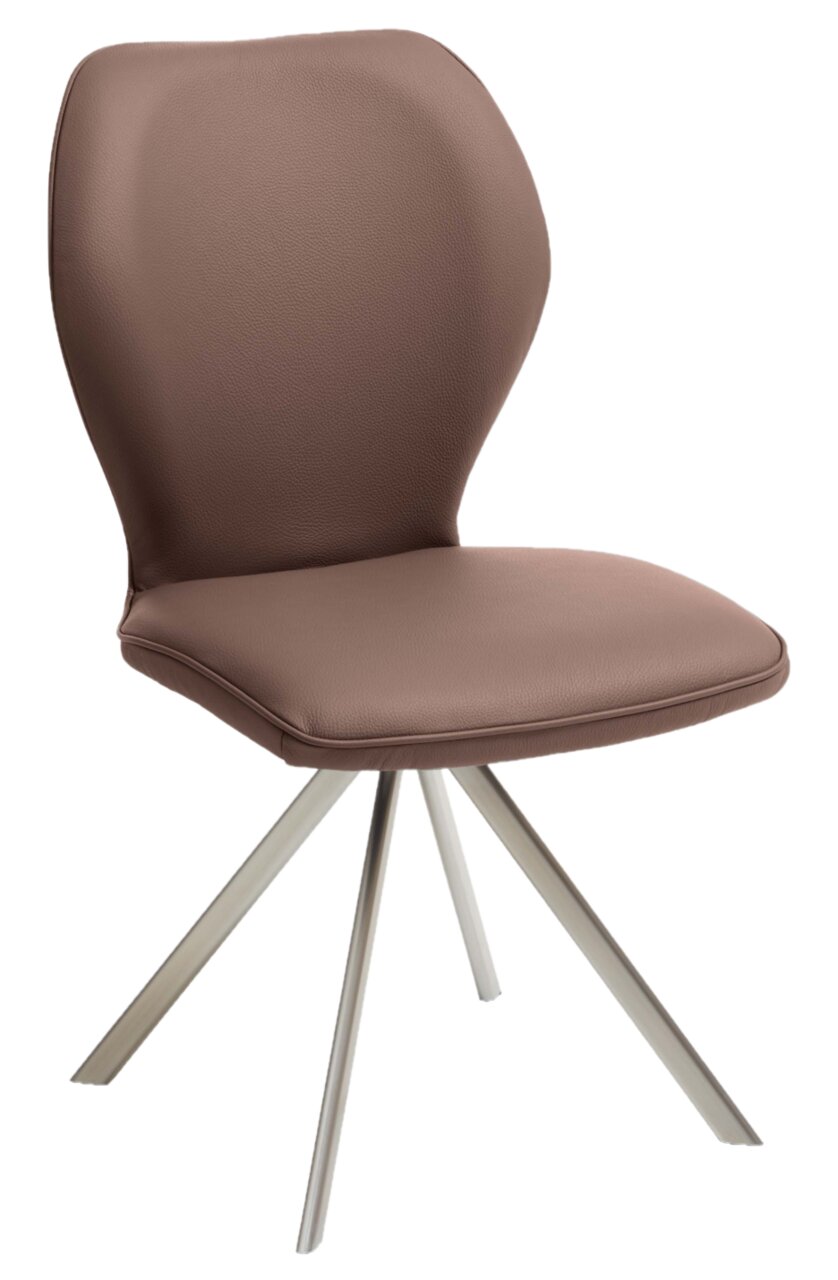 Escando Natur Stuhl COLORADO-TREND-LINE Moderner brauner Stuhl mit gepolsterter Sitzfläche und Rückenlehne, sowie einem stabilen Metallgestell, seitliche Perspektive